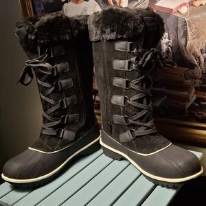 Sorel Tivoli High II Women’s Winter Boots Black Suede & PU Leather